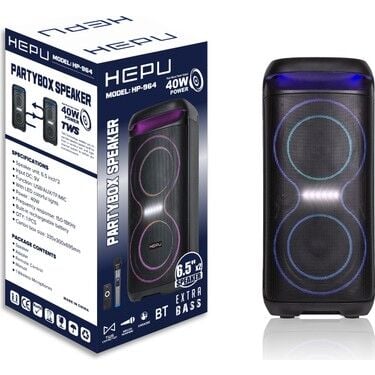 Hepu Hp 965 Şarjlı TAŞINABILIR40 Watt Rms 2*8 Inch Bluetooth Hoparlör