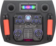 NDR-1212S 100 Watt ( 12 INCH x 2 ) + TWEETER Çift Kablosuz UHF Mikrofonlu Kumandalı Led Panel FM / BT / USB ve TF Kart Girişli Anfili Hoparlör